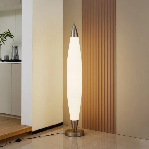 Lucande LED vloerlamp Tarell, wit/nikkel, 146 cm, dimbaar