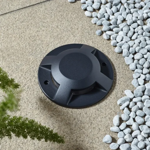 Lucande LED vloerspot Jeffrey, zwart, 4-lamps, Ø 20 cm
