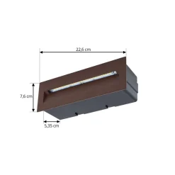 Lucande LED wand inbouwlamp Loya, 23 x 8 cm, roest, IP54