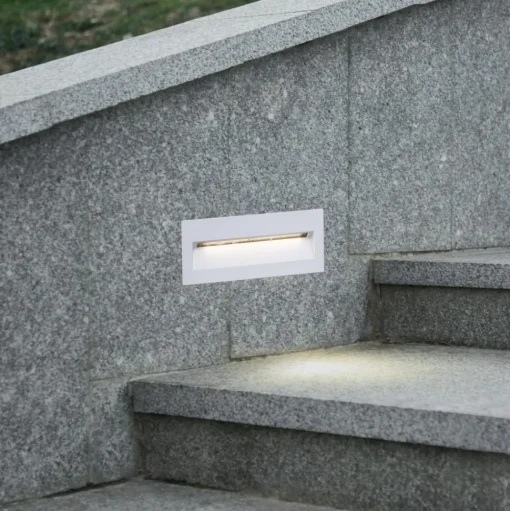 Lucande LED wand inbouwlamp Loya, 23 x 8 cm, wit, IP54