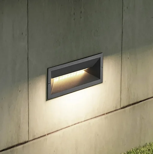 Lucande LED wand inbouwlamp Jaano, antraciet, aluminium, IP65