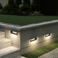 Lucande LED wand inbouwlamp Jaano, antraciet, aluminium, IP65
