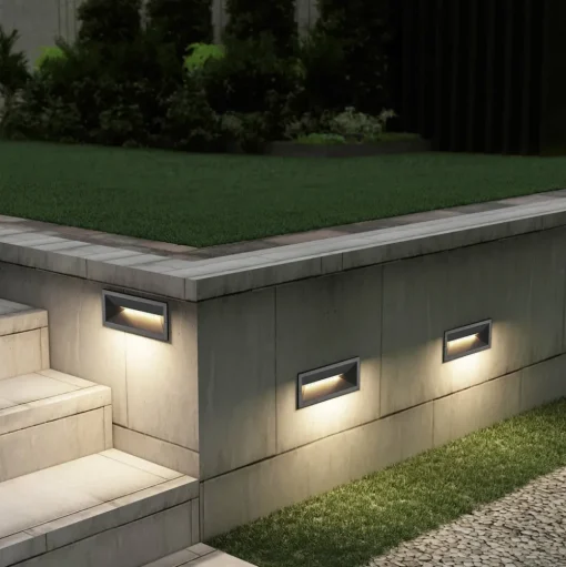 Lucande LED wand inbouwlamp Jaano, antraciet, aluminium, IP65