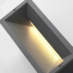 Lucande LED wand inbouwlamp Jaano, antraciet, aluminium, IP65