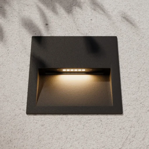 Lucande LED wand inbouwlamp Loya, 11,5x11,5 cm, grijs, IP54