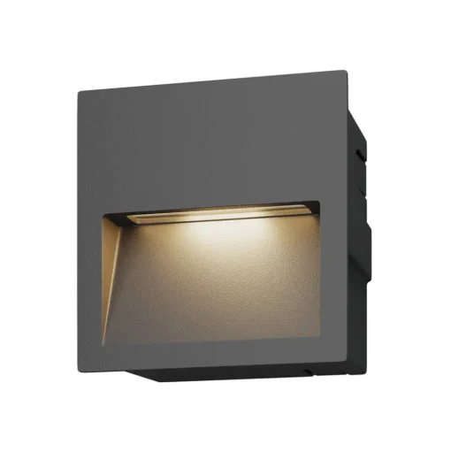 Lucande LED wand inbouwlamp Loya, 11,5x11,5 cm, grijs, IP54