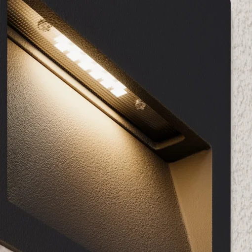 Lucande LED wand inbouwlamp Loya, 11,5x11,5 cm, grijs, IP54
