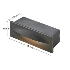 Lucande LED wand inbouwlamp Zandro, 25 cm, antraciet, IP65