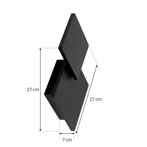 Lucande LED wandlamp Elrik, zwart, 27 cm hoog, metaal