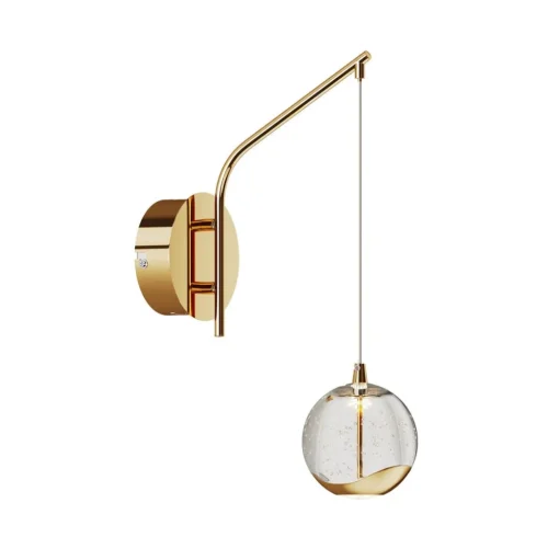 Lucande LED wandlamp Hayley, goudkleurig, glas, 34 cm hoog