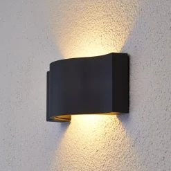 Lucande LED wandlamp Jace, antraciet, metaal, 28cm, IP54