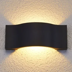 Lucande LED wandlamp Jace, antraciet, metaal, 28cm, IP54