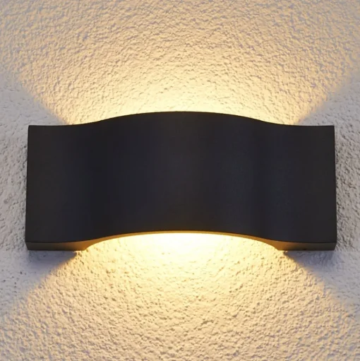 Lucande LED wandlamp Jace, antraciet, metaal, 28cm, IP54