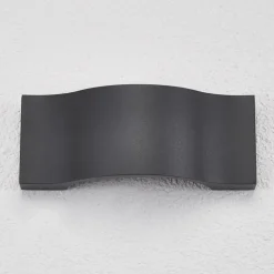 Lucande LED wandlamp Jace, antraciet, metaal, 28cm, IP54