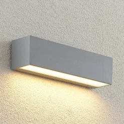 Lucande LED wandlamp Lengo, 25 cm, zilver, 1-lamp, IP65