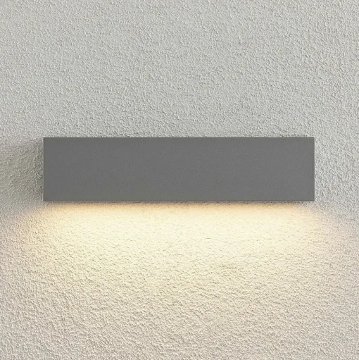Lucande LED wandlamp Lengo, 25 cm, zilver, 1-lamp, IP65