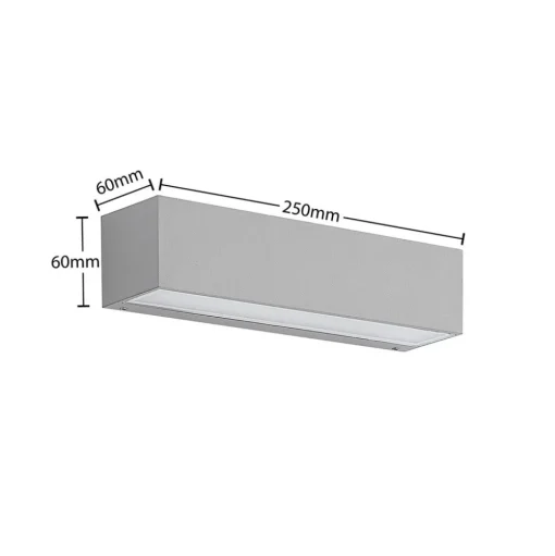 Lucande LED wandlamp Lengo, 25 cm, zilver, 1-lamp, IP65