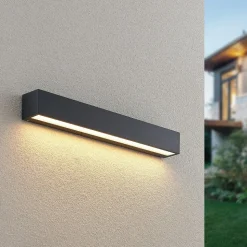 Lucande LED wandlamp Lengo, 50cm, antraciet, down, 3.000K