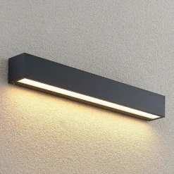 Lucande LED wandlamp Lengo, 50cm, antraciet, down, 3.000K
