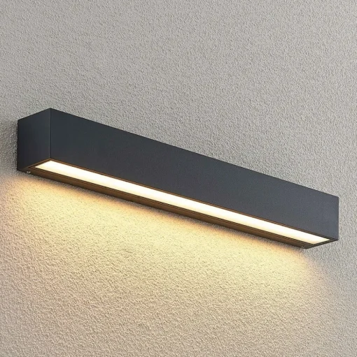 Lucande LED wandlamp Lengo, 50cm, antraciet, down, 3.000K