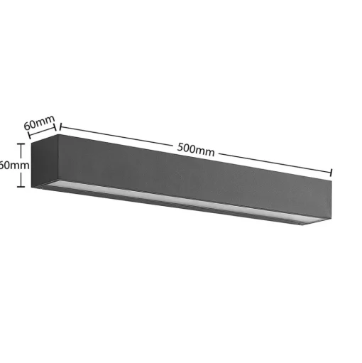 Lucande LED wandlamp Lengo, 50cm, antraciet, down, 3.000K
