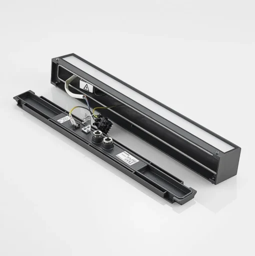 Lucande LED wandlamp Lengo, 50cm, antraciet, down, 3.000K