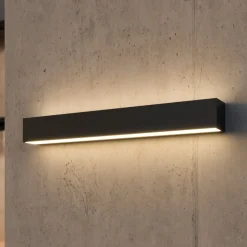 Lucande LED wandlamp Lengo, 50cm antraciet, up/down 3000K