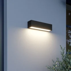 Lucande LED wandlamp Lengo, 25 cm, antraciet, down, 3000K