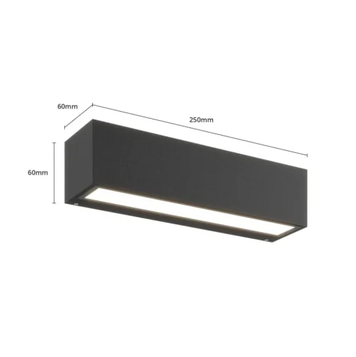 Lucande LED wandlamp Lengo, 25 cm, antraciet, down, 3000K