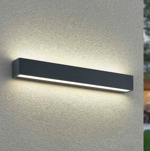 Lucande LED wandlamp Lengo, 50cm, antraciet, omhoog/omlaag, CCT
