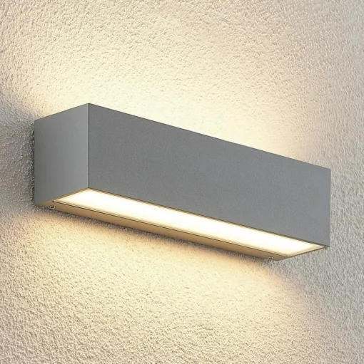 Lucande LED wandlamp Lengo, 25 cm, zilver, 2-lamps, IP65