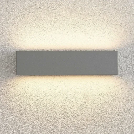 Lucande LED wandlamp Lengo, 25 cm, zilver, 2-lamps, IP65