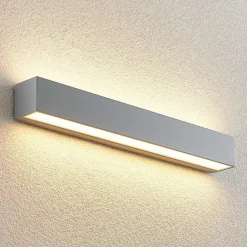 Lucande LED wandlamp Lengo, 50 cm, zilver, 2-lamps, IP65