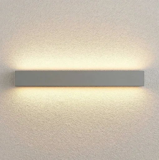 Lucande LED wandlamp Lengo, 50 cm, zilver, 2-lamps, IP65