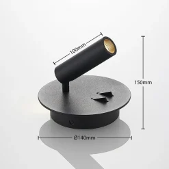 Lucande LED wandlamp Magya, zwart 2-lamps, rond