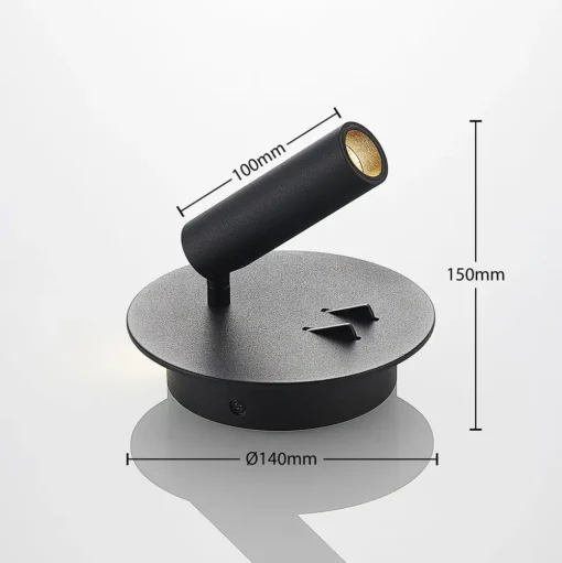 Lucande LED wandlamp Magya, zwart 2-lamps, rond