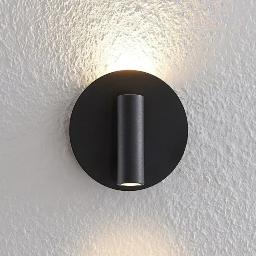 Lucande LED wandlamp Magya, zwart 2-lamps, rond