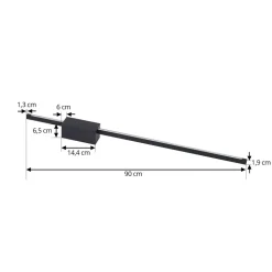 Lucande LED wandlamp Skaila, zwart, lengte 90cm, 3.000 K