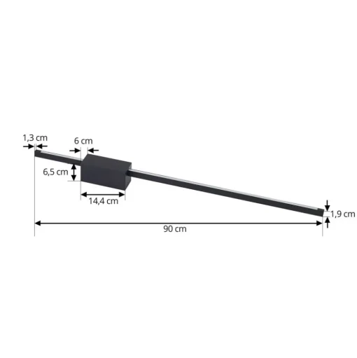 Lucande LED wandlamp Skaila, zwart, lengte 90cm, 3.000 K