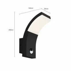 Lucande LED wandlamp Timm, sensor, 20cm, antraciet, IP54