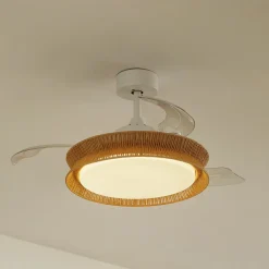 Lucande LED-ventilator Lineta, wit, kabel, Ø 103 cm, stil
