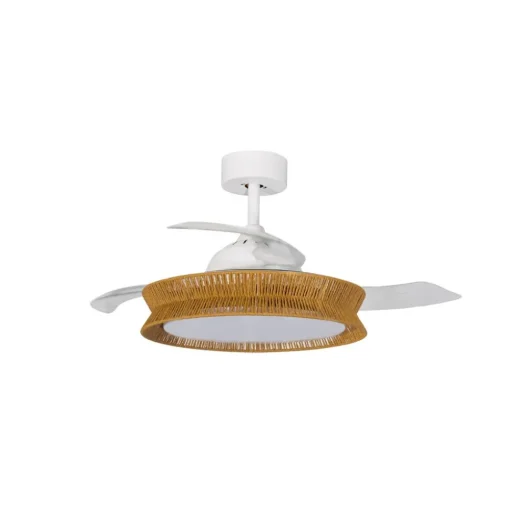 Lucande LED-ventilator Lineta, wit, kabel, Ø 103 cm, stil