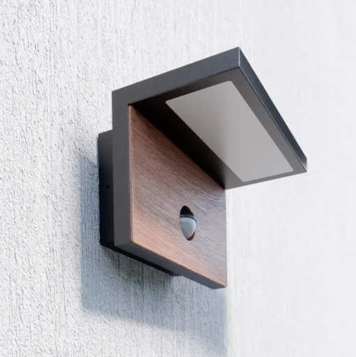 Lucande Lignus LED buitenwandlamp, bewegingsmelder