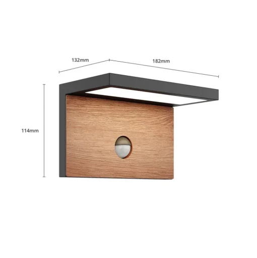 Lucande Lignus LED buitenwandlamp, bewegingsmelder