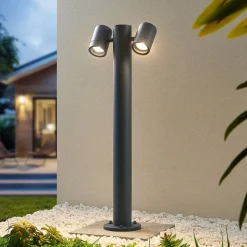 Lucande Maloney tuinpadverlichting, 2-lamps, 75 cm, antraciet