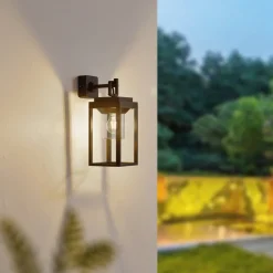 Lucande Milanka buitenwandlamp, zwart, aluminium, 43 cm