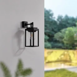 Lucande Milanka buitenwandlamp, zwart, aluminium, 43 cm