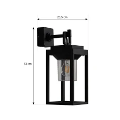 Lucande Milanka buitenwandlamp, zwart, aluminium, 43 cm