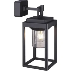 Lucande Milanka buitenwandlamp, zwart, aluminium, 43 cm