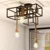 Lucande plafondlamp Andrik, 44 cm, 3-lamps, henneptouw, metaal